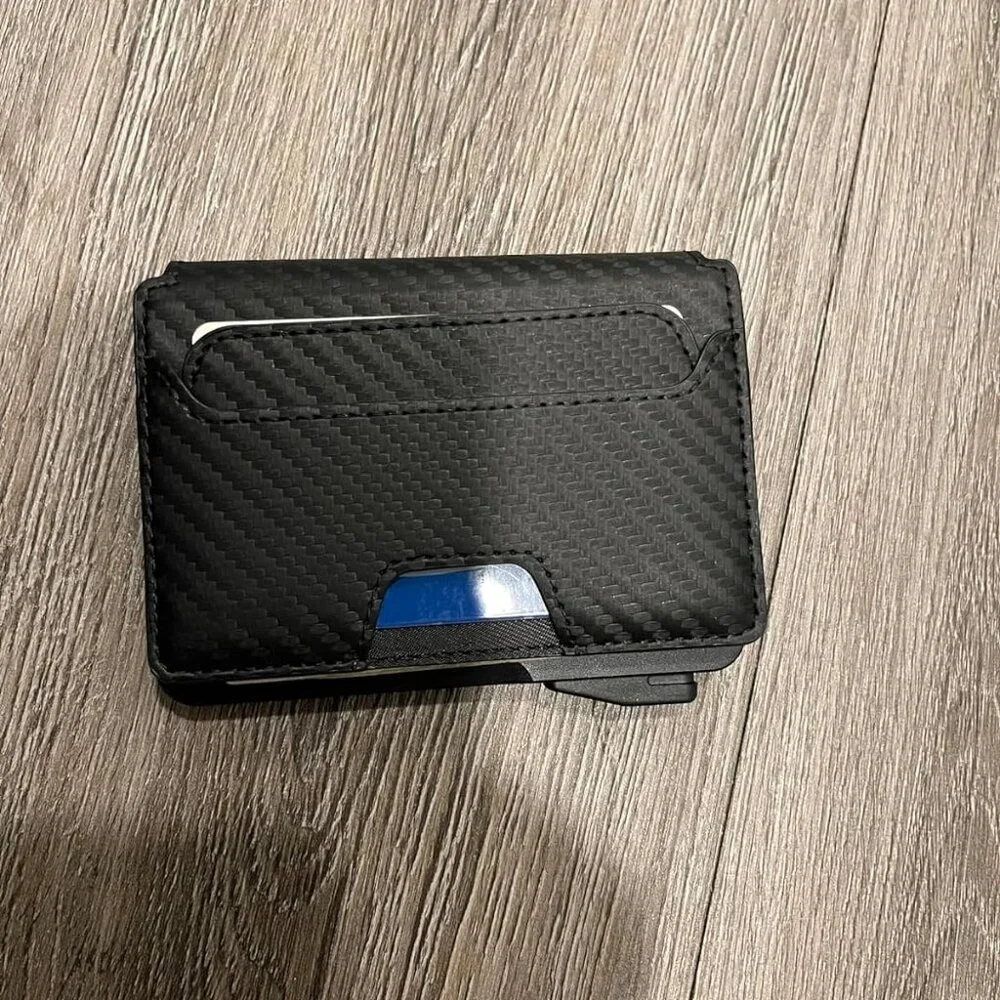 Slim Leather Mens Wallet Pop up Card Holder with Money Clip,Credit Card